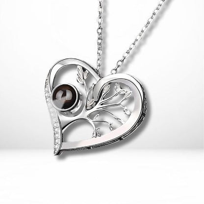 projection necklace heart tree of life 925 silver