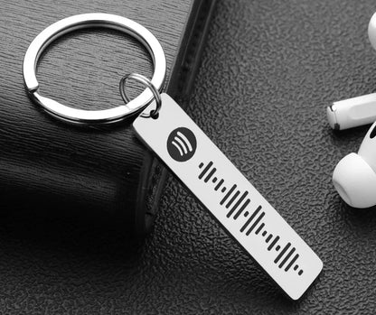 silver spotify code keychain