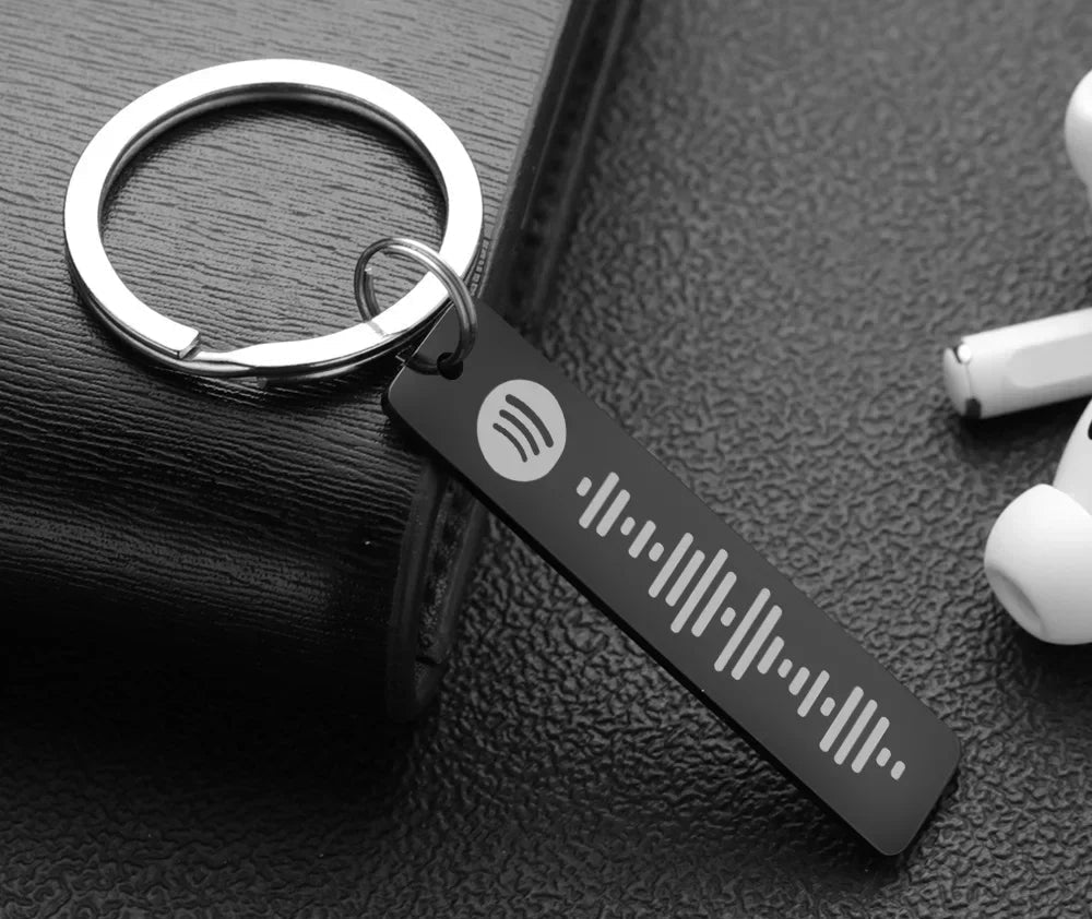 black spotify engraved 1 side keychain
