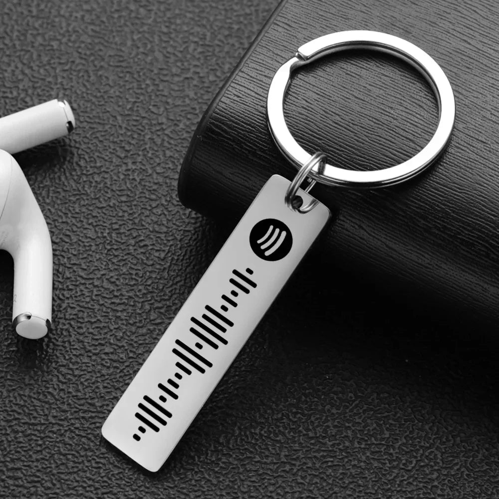 custom spotify code keychain silver