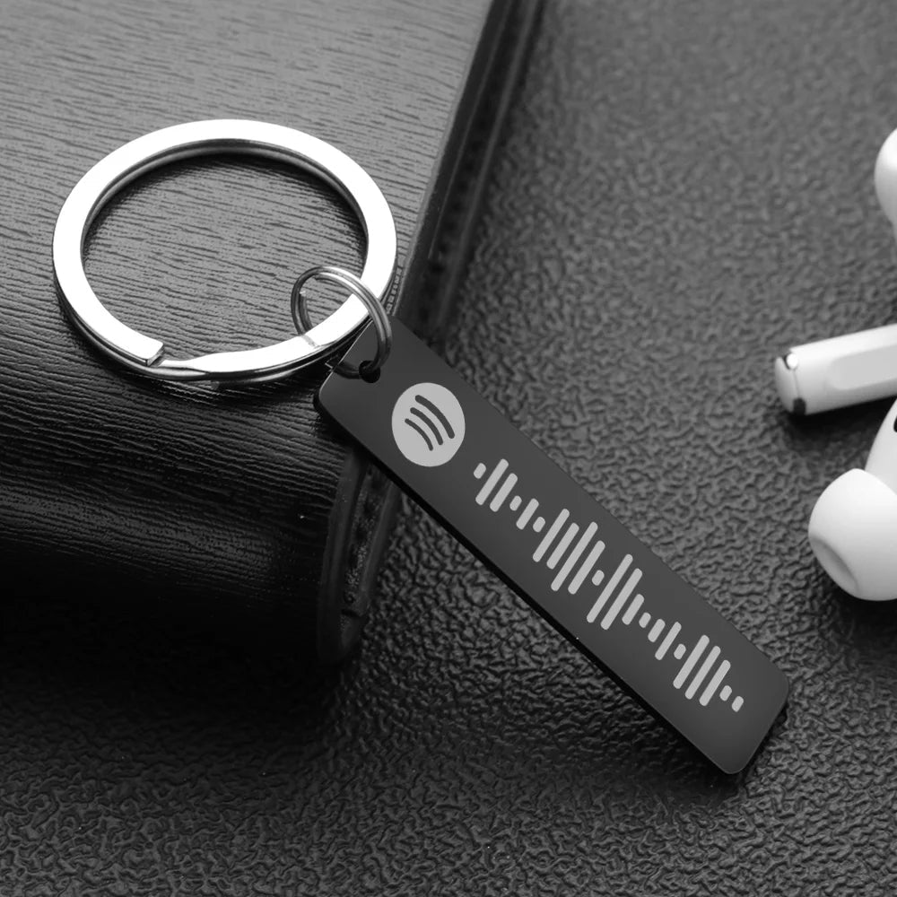 black spotify code keychain