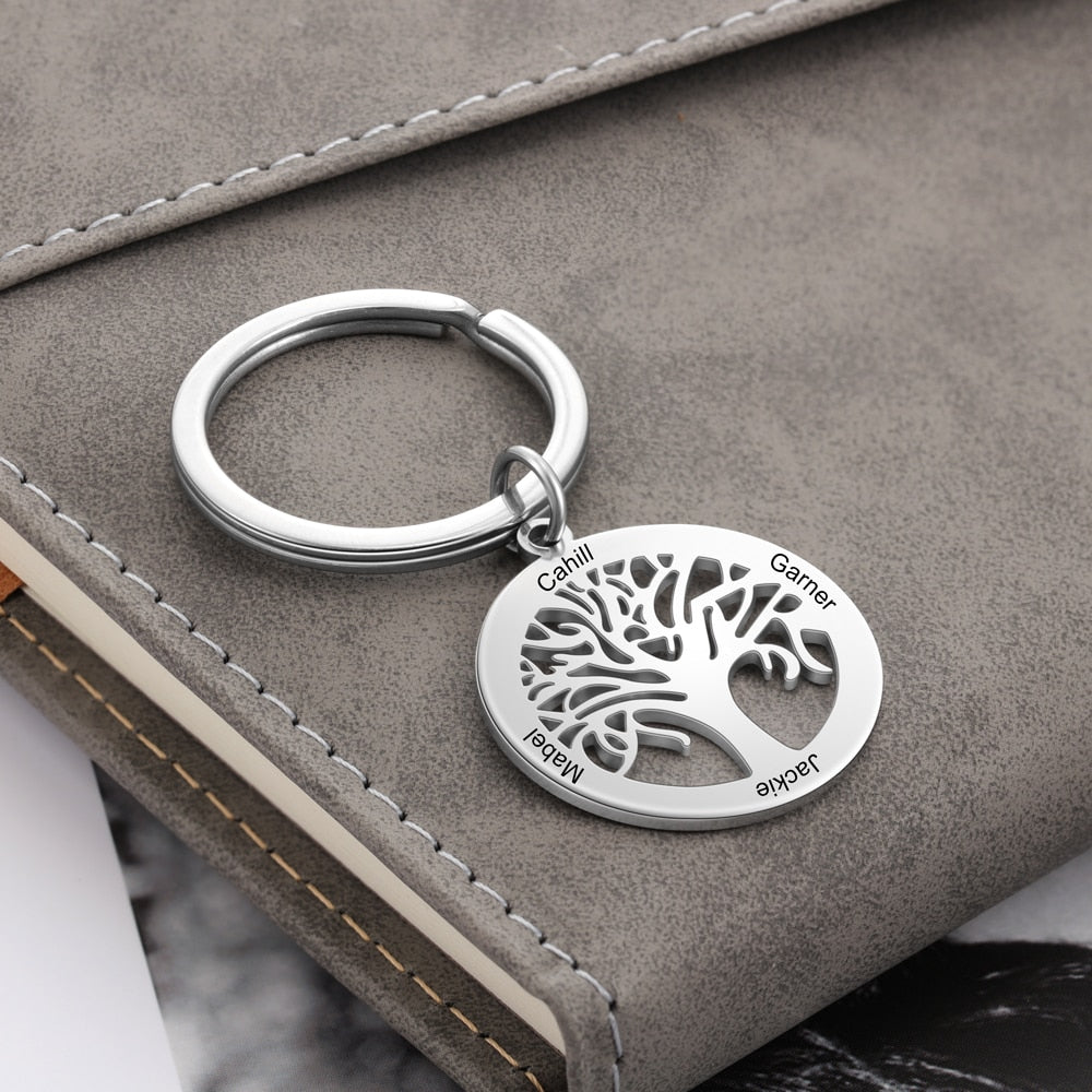 Personalised Tree of Life Stainless Steel KeychainPersonalised Keychain