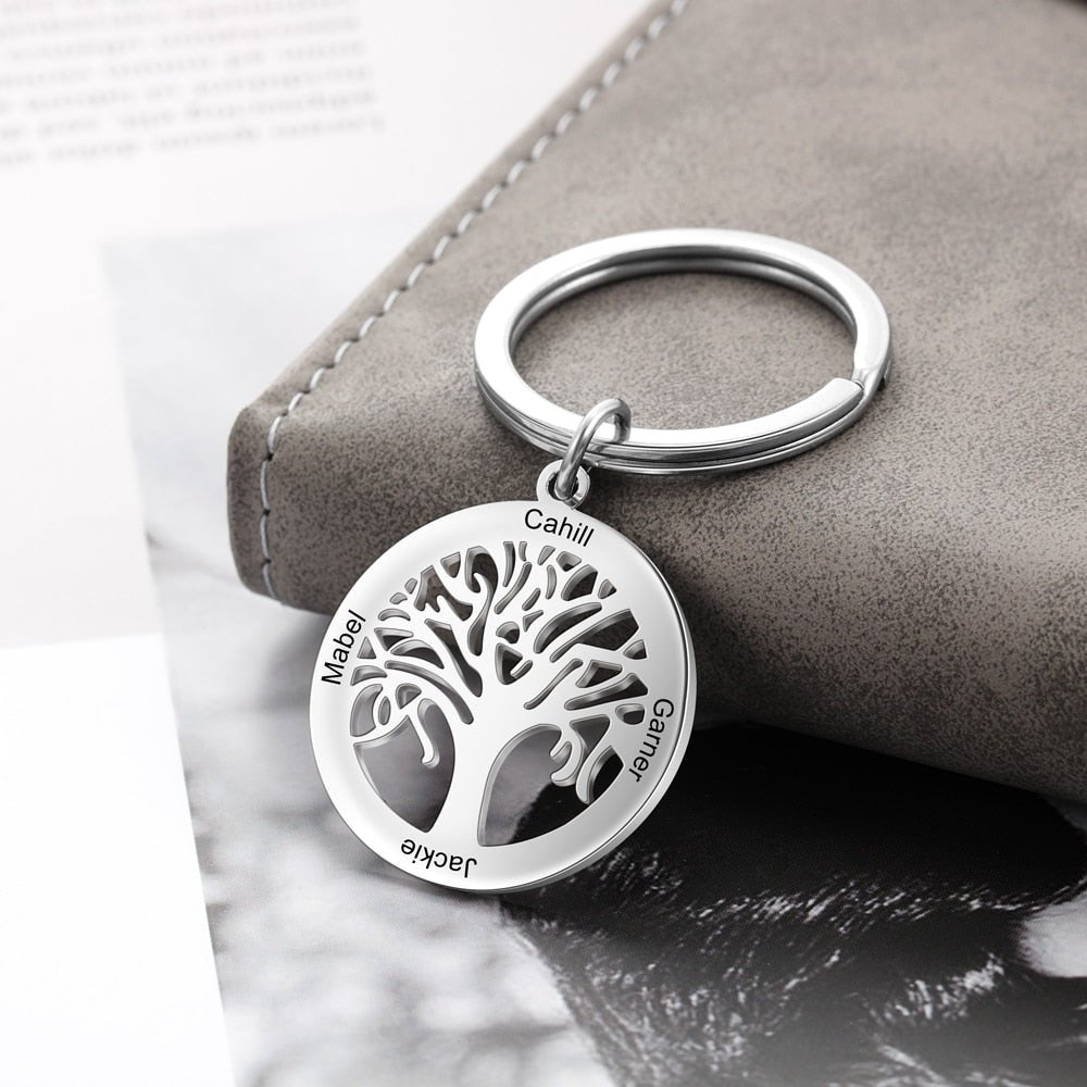 Personalised Tree of Life Stainless Steel KeychainPersonalised Keychain