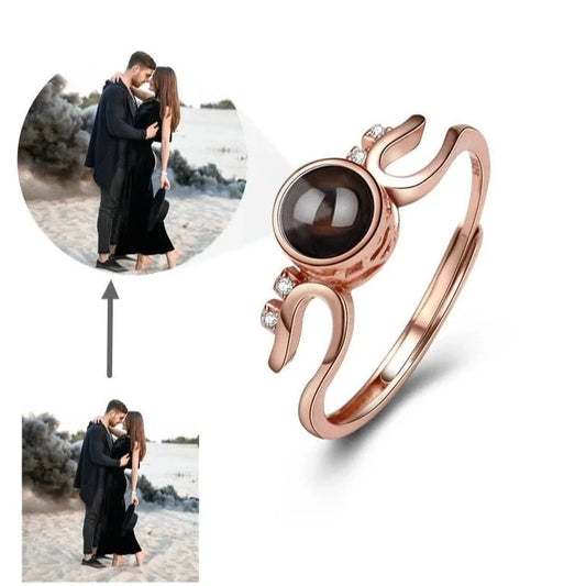 Photo Projection 925 Sterling Silver Ring rose gold finish
