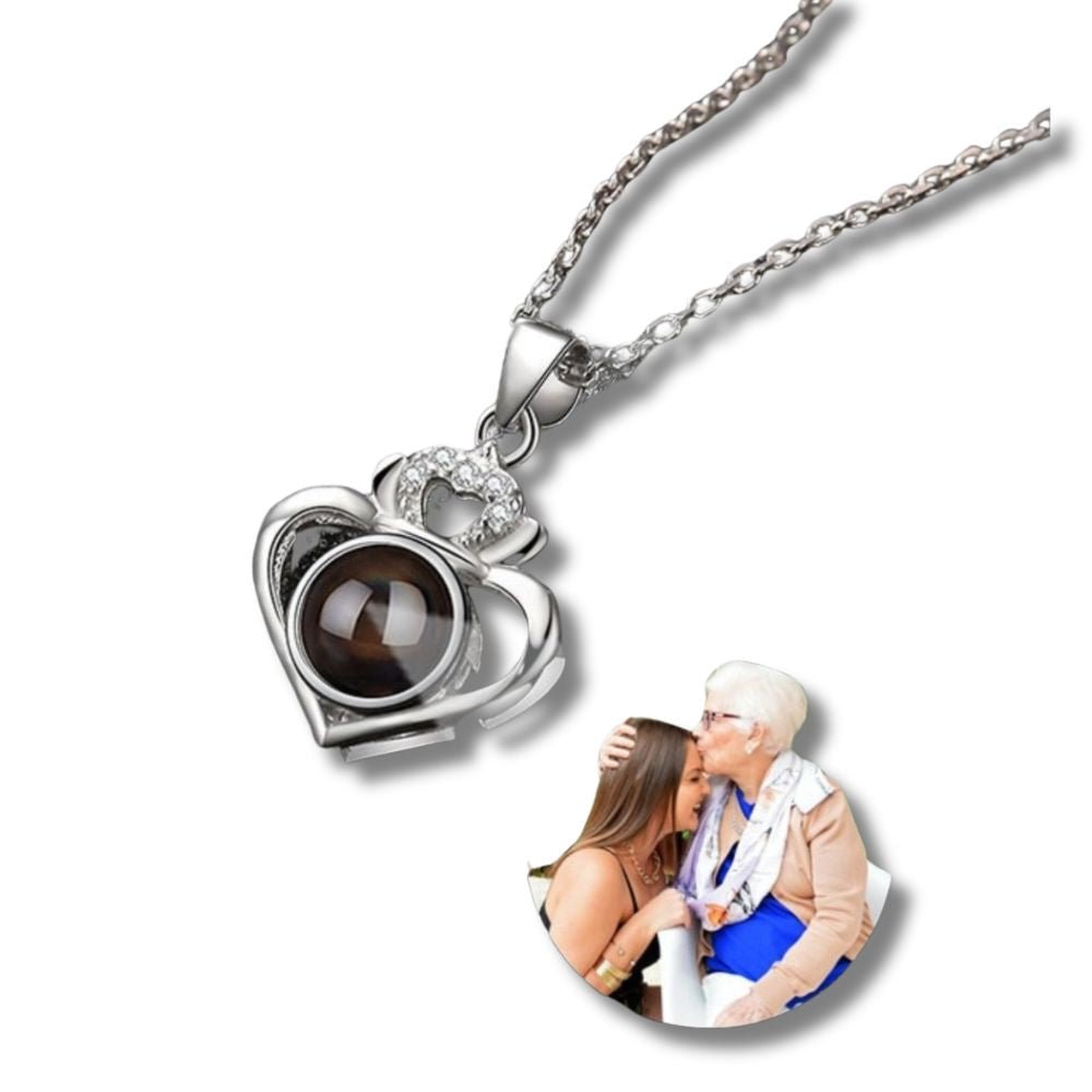 Photo Projection Crown & Heart NecklacePhoto Necklaces