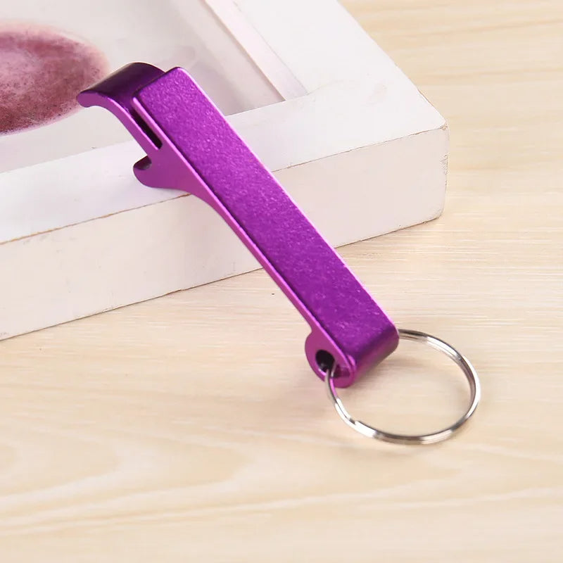 purple bottle opener keychain