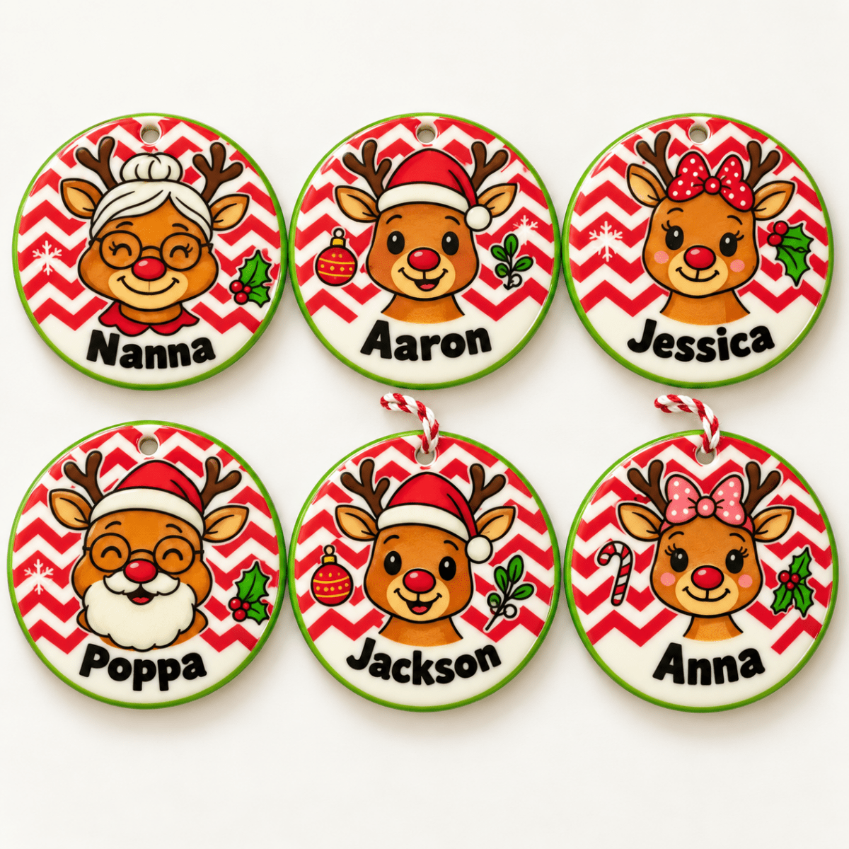 Reindeer Family Personalised Christmas OrnamentsChristmas Ornaments