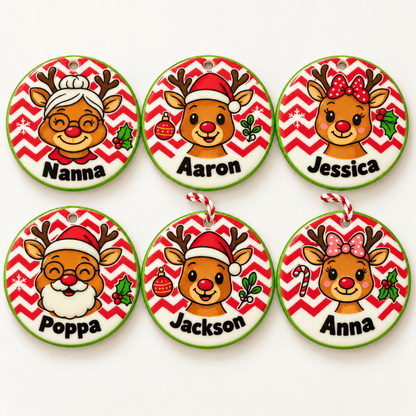 Reindeer Family Personalised Christmas OrnamentsChristmas Ornaments