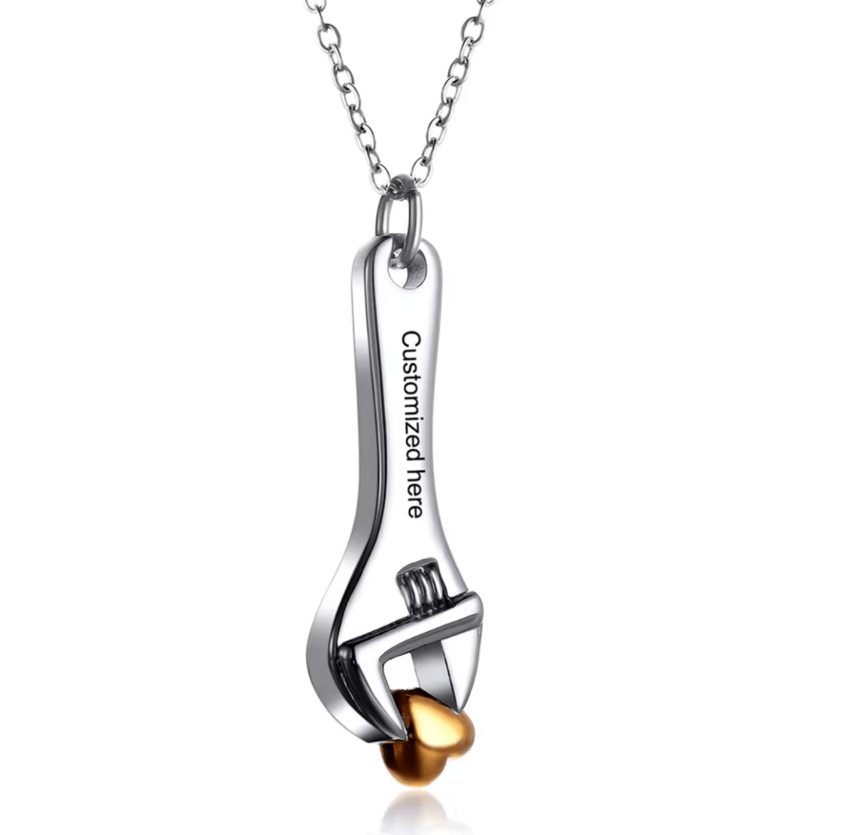 Spanner Wrench Urn Pendant – Engraved Cremation Jewellerypendant