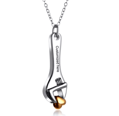 Spanner Wrench Urn Pendant – Engraved Cremation Jewellerypendant