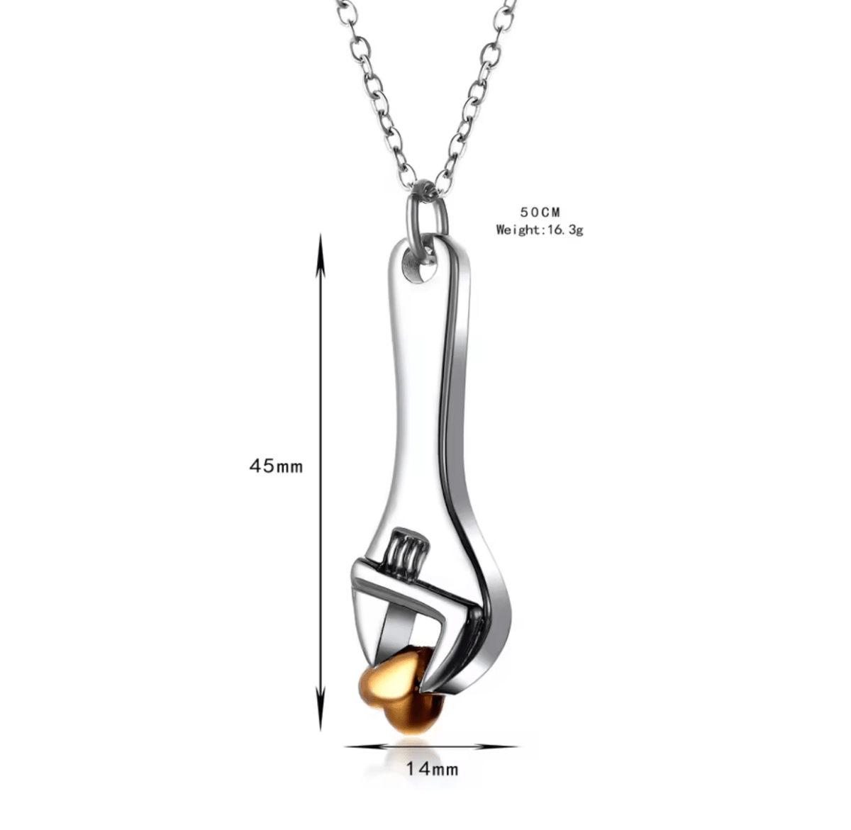Spanner Wrench Urn Pendant – Engraved Cremation Jewellerypendant