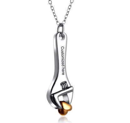 Spanner Wrench Urn Pendant – Engraved Cremation Jewellerypendant