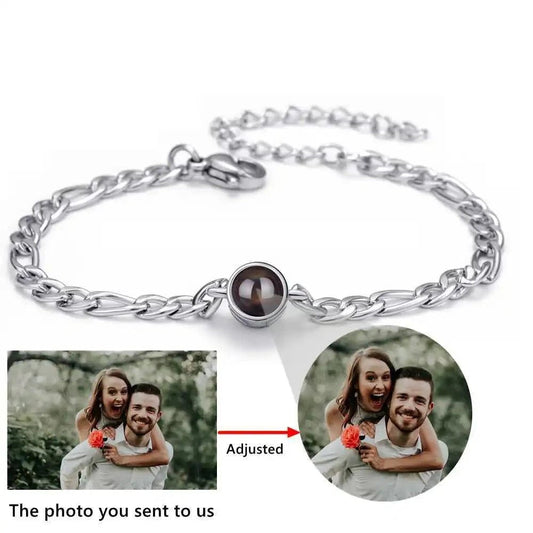 Stainless Steel Chain Photo Projection Bracelets - photo bracelets - Personalisr Au
