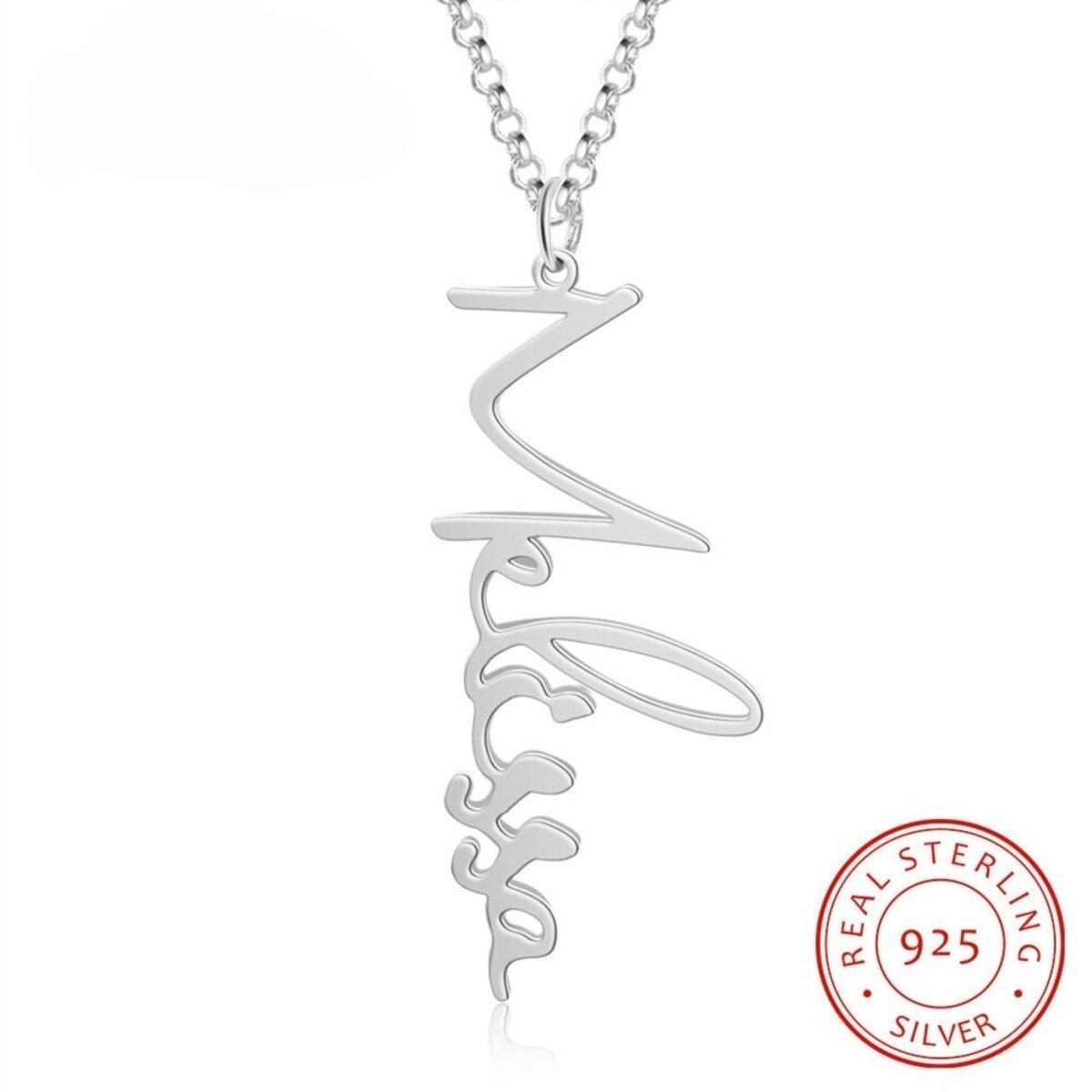 Sterling Silver Vertical Nameplate NecklacesName Necklaces