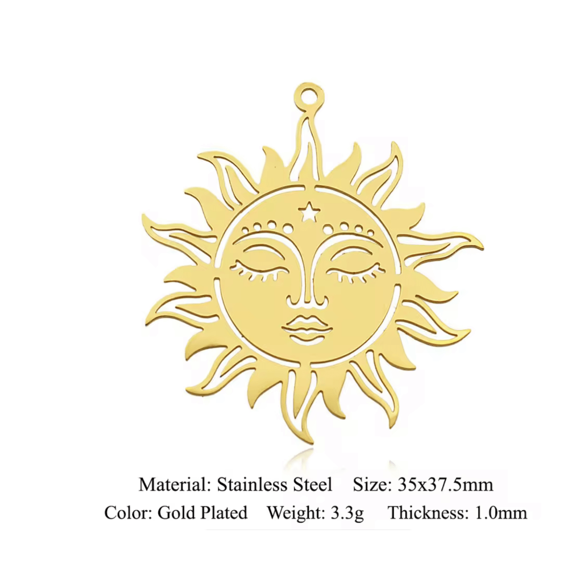 Sun Face Pendant - stainless steelpendant