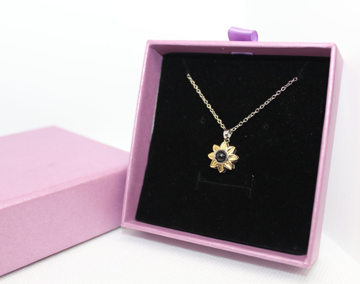 Sunflower Photo Projection Personalised Necklace,Photo Necklaces
