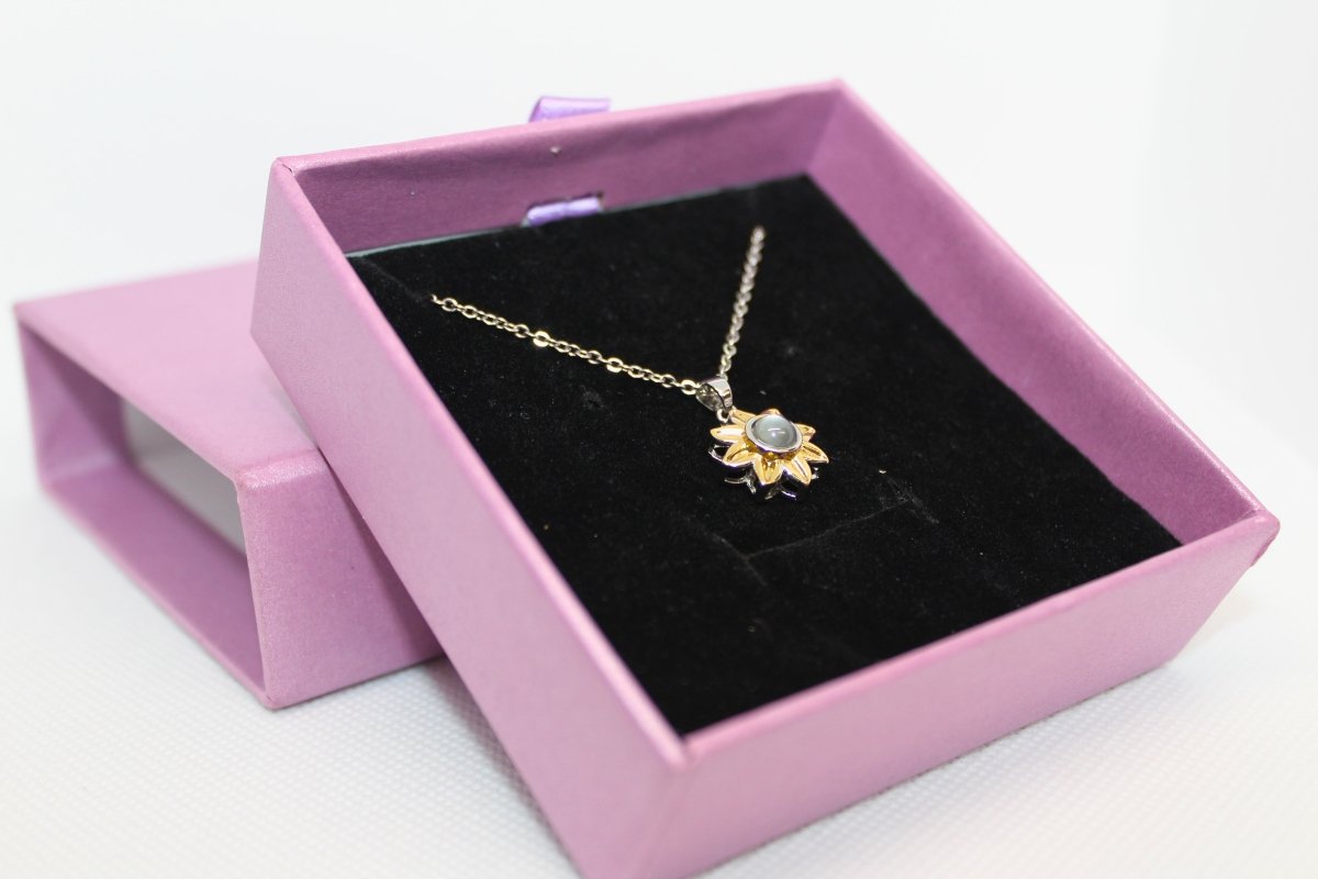 Sunflower Photo Projection Personalised Necklace,Photo Necklaces