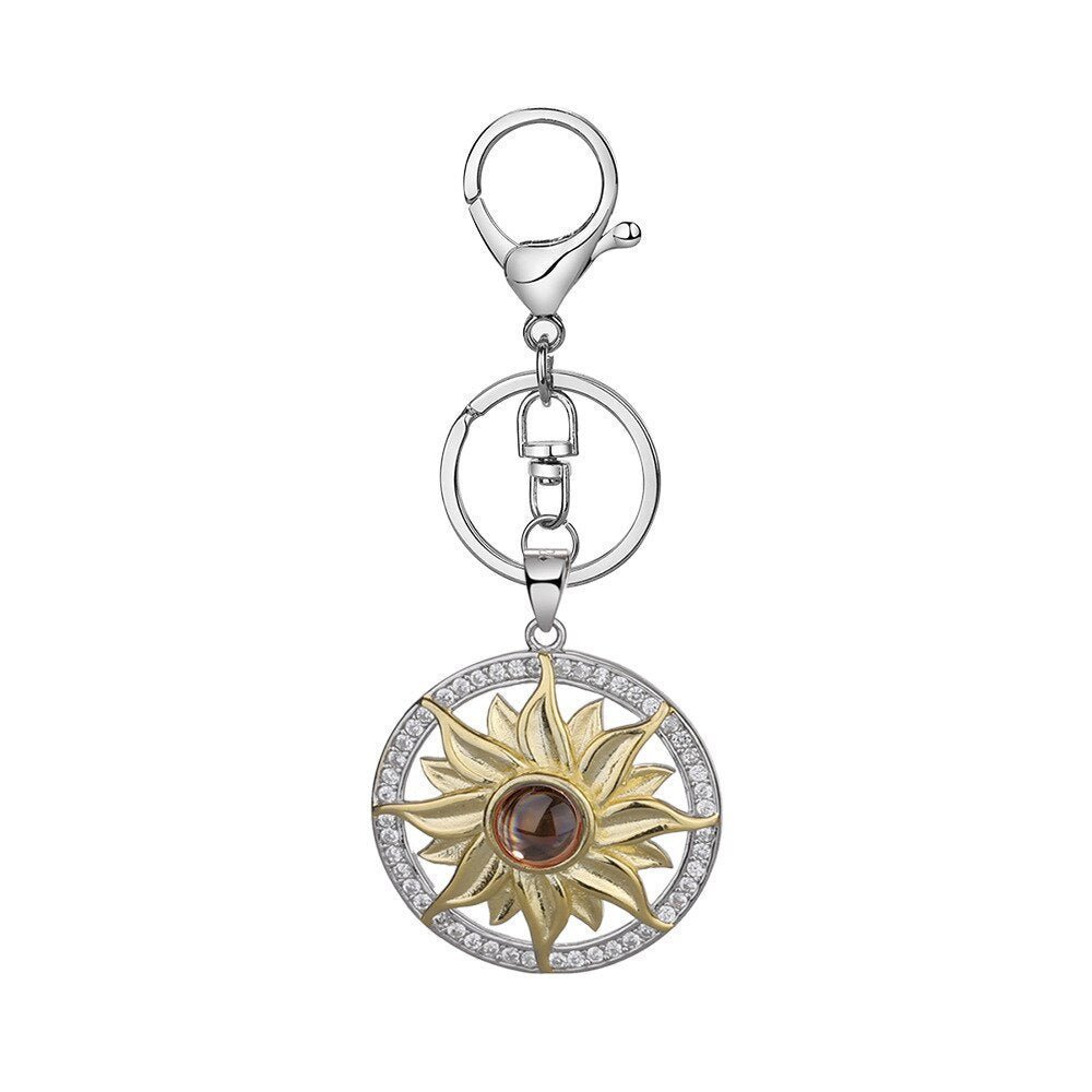 Sunflower Photo Projection KeyringKey Chains