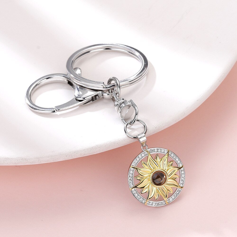 Sunflower Photo Projection KeyringKey Chains