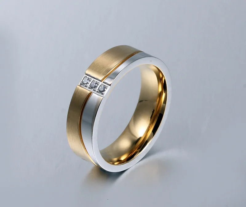 Two Tone Wave Wedding Rings