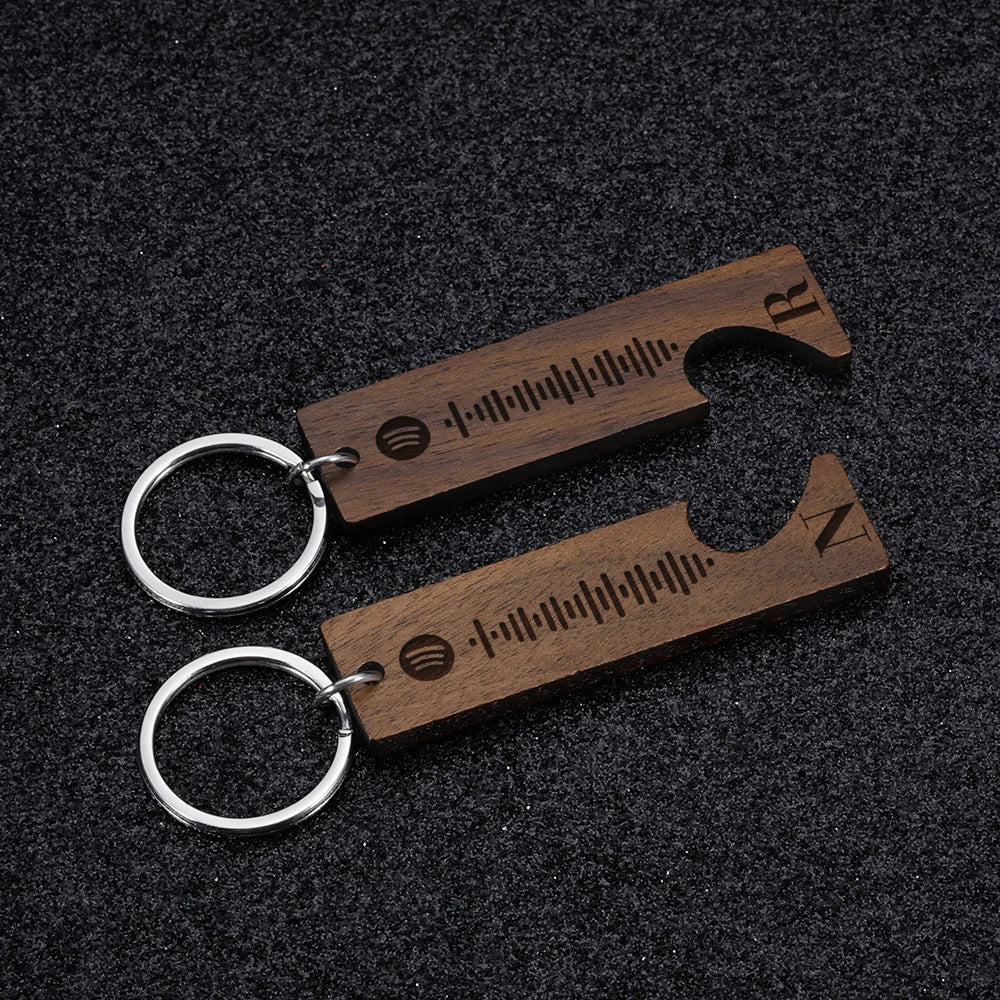 Wooden Couple Keychain Personalised Spotify Code2022 - 08,Key Chains