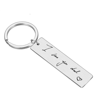 small rectangle silver custom engraved message keychain 