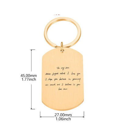 your handwriting engraved message keychain gold dogtag