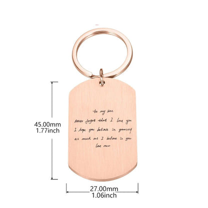 your handwriting engraved message keychain rose gold dogtag