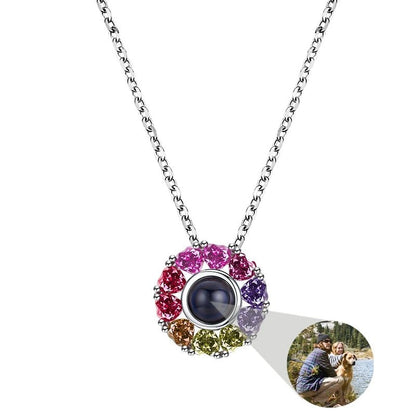 flower photo projection necklace colourful zirconia petals