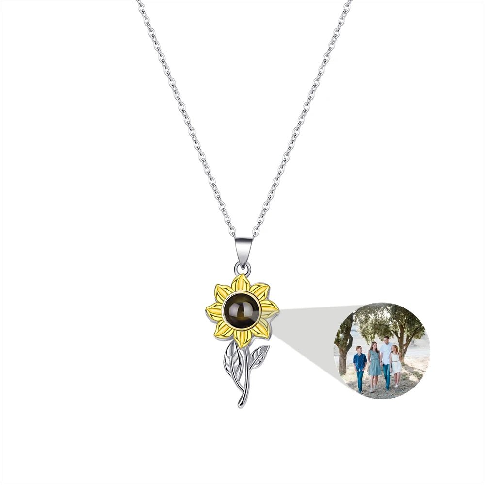 sunflower necklace with photo projection feature