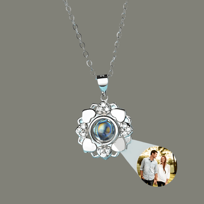 Zirconia Sunflower Photo Projection Necklaces